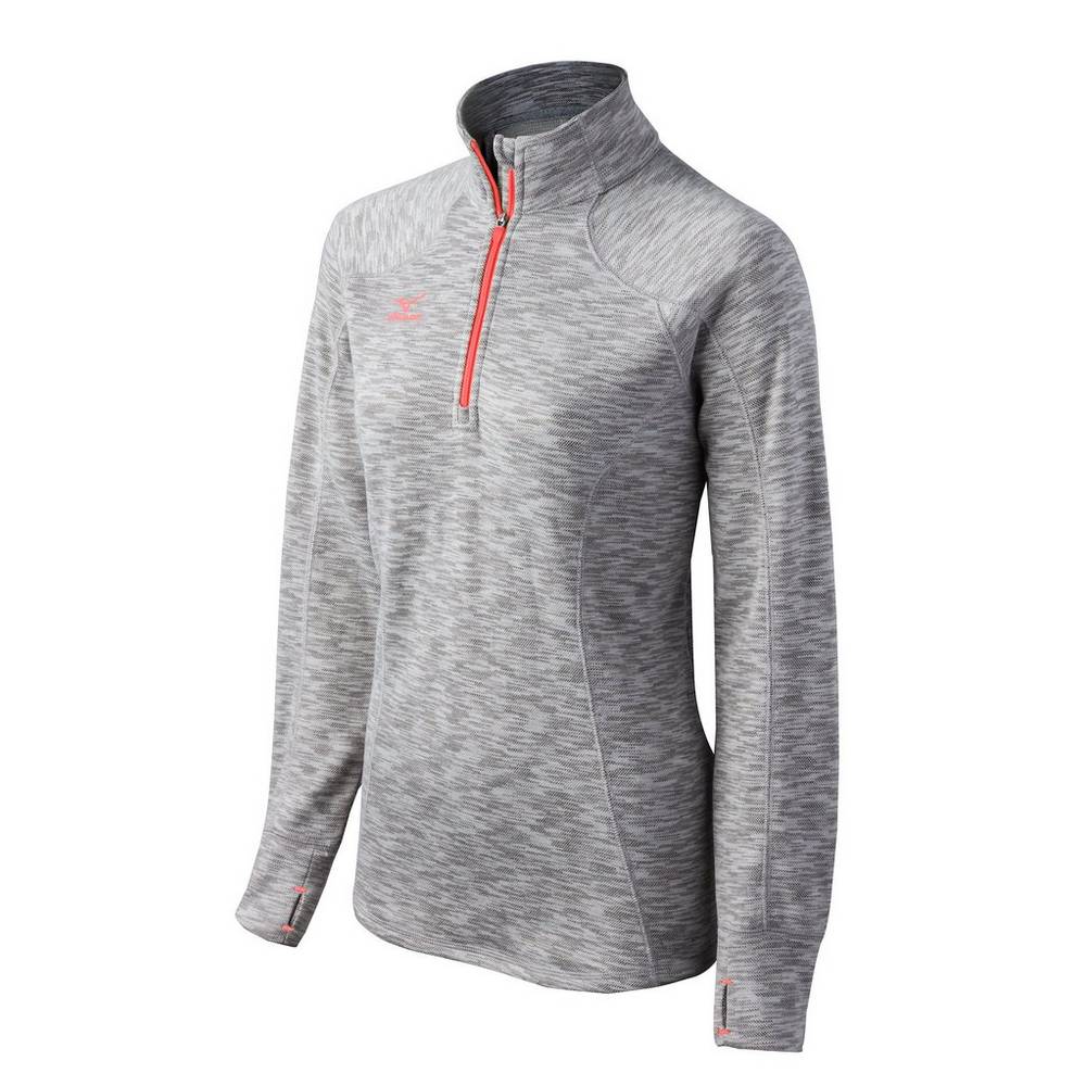 Sudaderas Mizuno Flex 1/2 Zip Mujer Rojas Gris/Naranjas España CSLH-30867